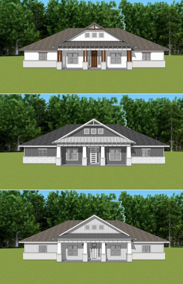 3D Rendering 3 versions of home exterior